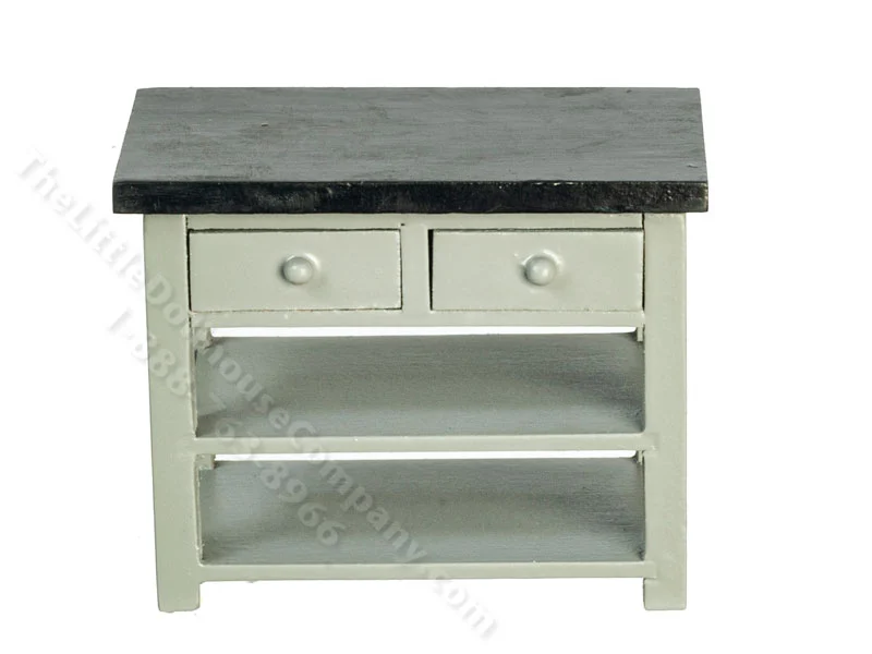 Miniature Black-Grey Kitchen Table w/Drawers