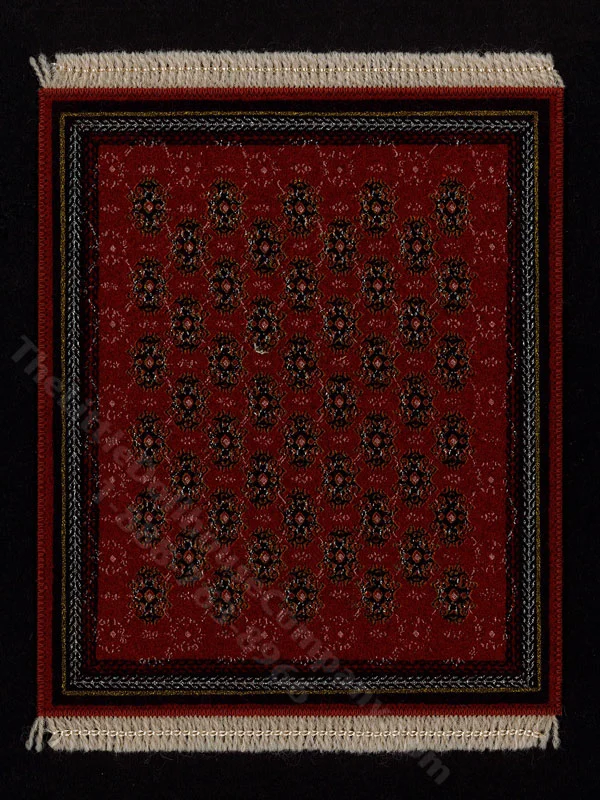 Miniature Burgundy Moroccan Area Rug for Dollhouses