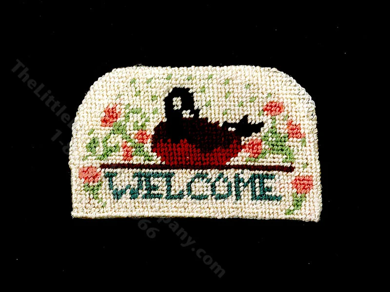 Miniature Cross Stitch Welcome Mat for Dollhouses
