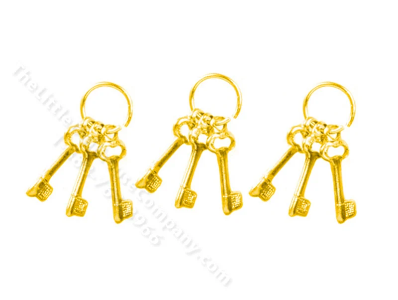 Miniature Key Ring for Dollhouses - Gold (1pc)