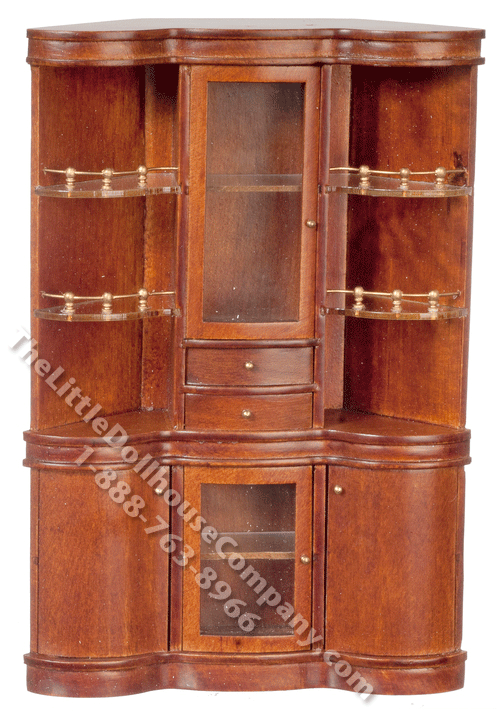 Miniature Walnut Back Bar for Dollhouses