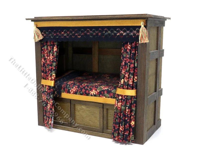 Vintage Miniature Tudor Canopy Box Bed